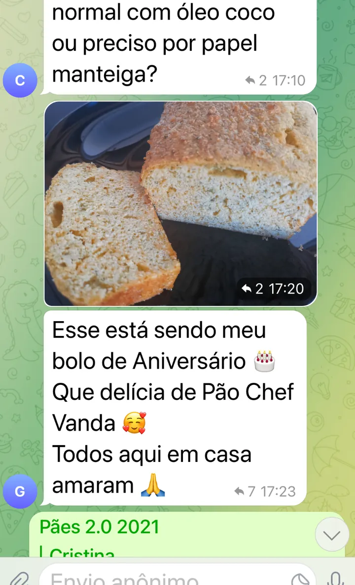 Depoimento no WhatsApp: bolo de aniversário, todos em casa amaram