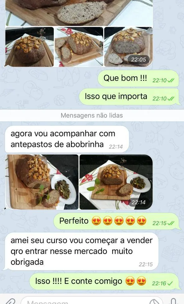 Depoimento no WhatsApp: amei o curso, vou começar a vender